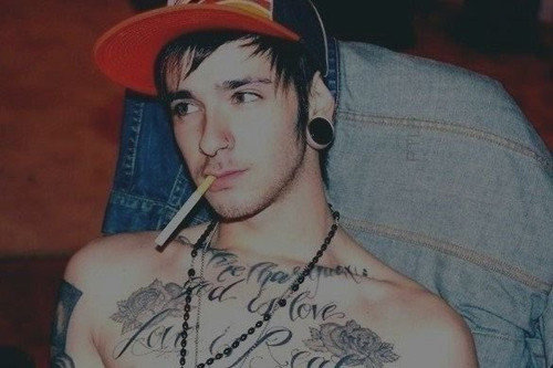 Tagged gauges hot guy cigarette hot guy tattoo necklace blonde 