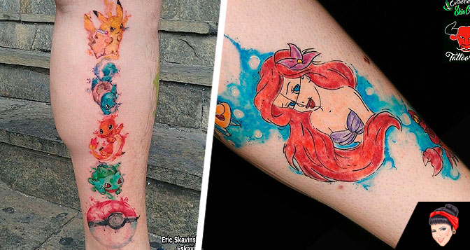 Se encante com 10 tatuagens em aquarela de Eric Skavinsk