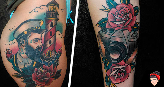 15 Tatuagens Old School da artista Marjoh Queiroz